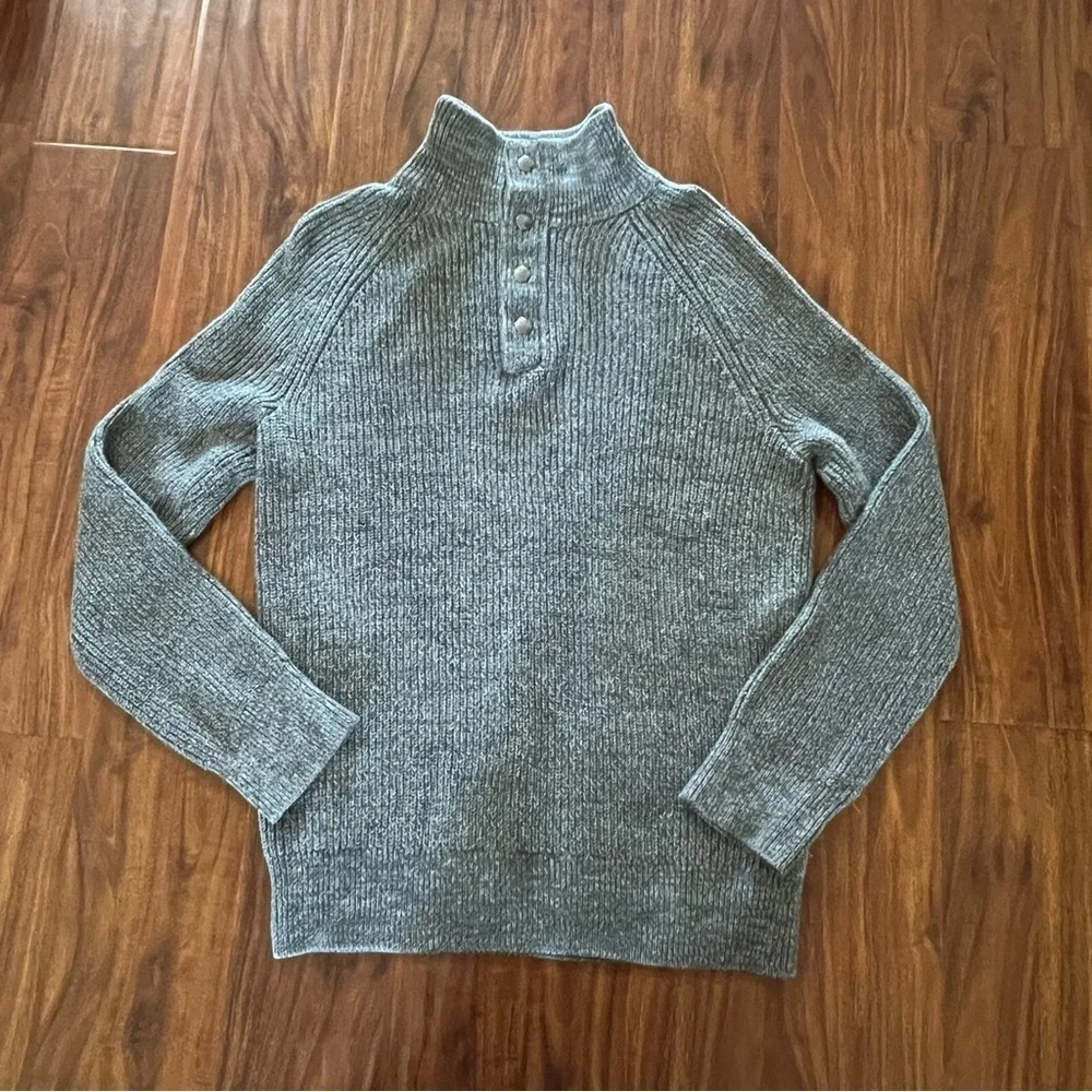 Banana Republic Men's Gray Ribbed Knit Mock Neck Long Sleeve Sweater size medium